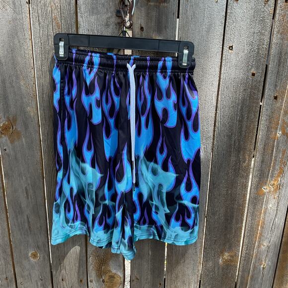 ROMWE Men's Street Life Men's Flame Printed Shorts - Sz Sm - Picture 1 of 4